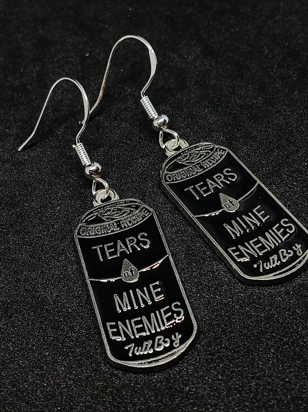 Silver 'Tears Mine Enemies' Can Drop Earrings